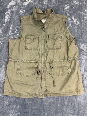 Old Navy Green Utility Vest XXL Sleeveless Drawstring Pockets Casual Mens
